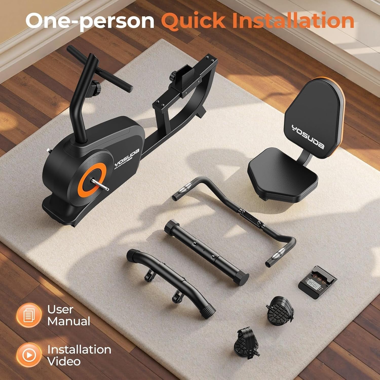 Recumbent Exercise Bike Magnetic 16-Level Quiet LCD Pulse Adjustable Seat Home