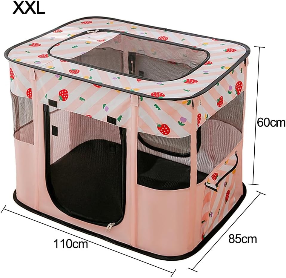 Portable Foldable Pet Playpen Indoor Outdoor Dog Cat Tent Large Kennel Pink