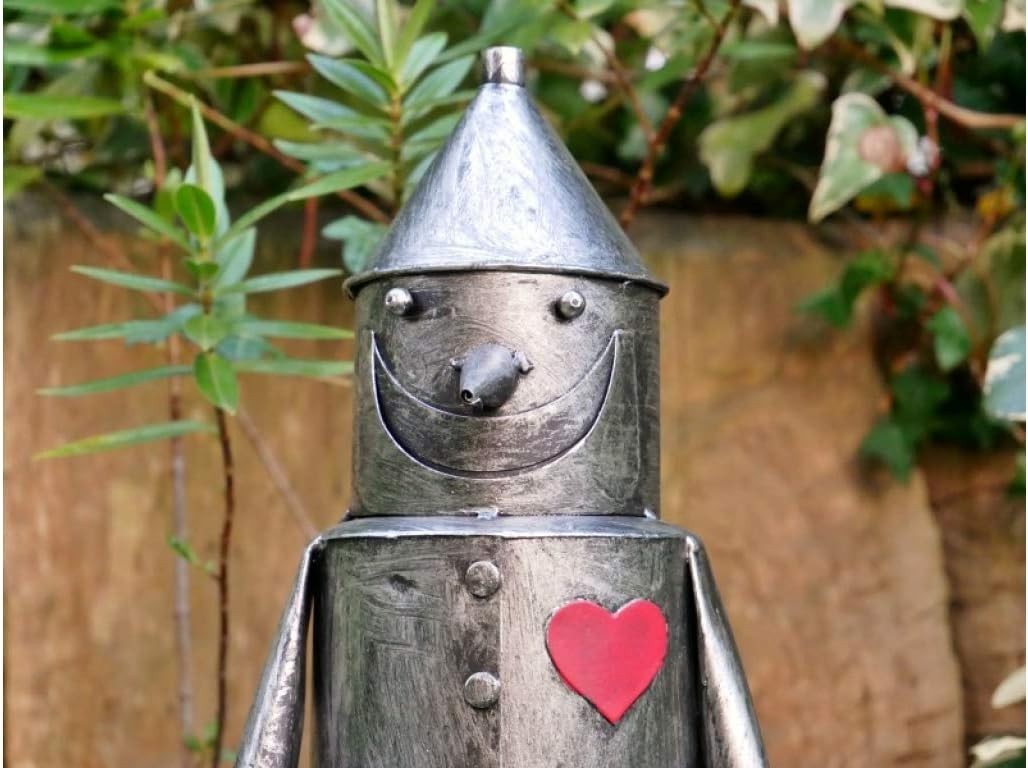 Tin Man Metal Garden Sculpture 41cm Outdoor Ornament with Heart & Axe Decor