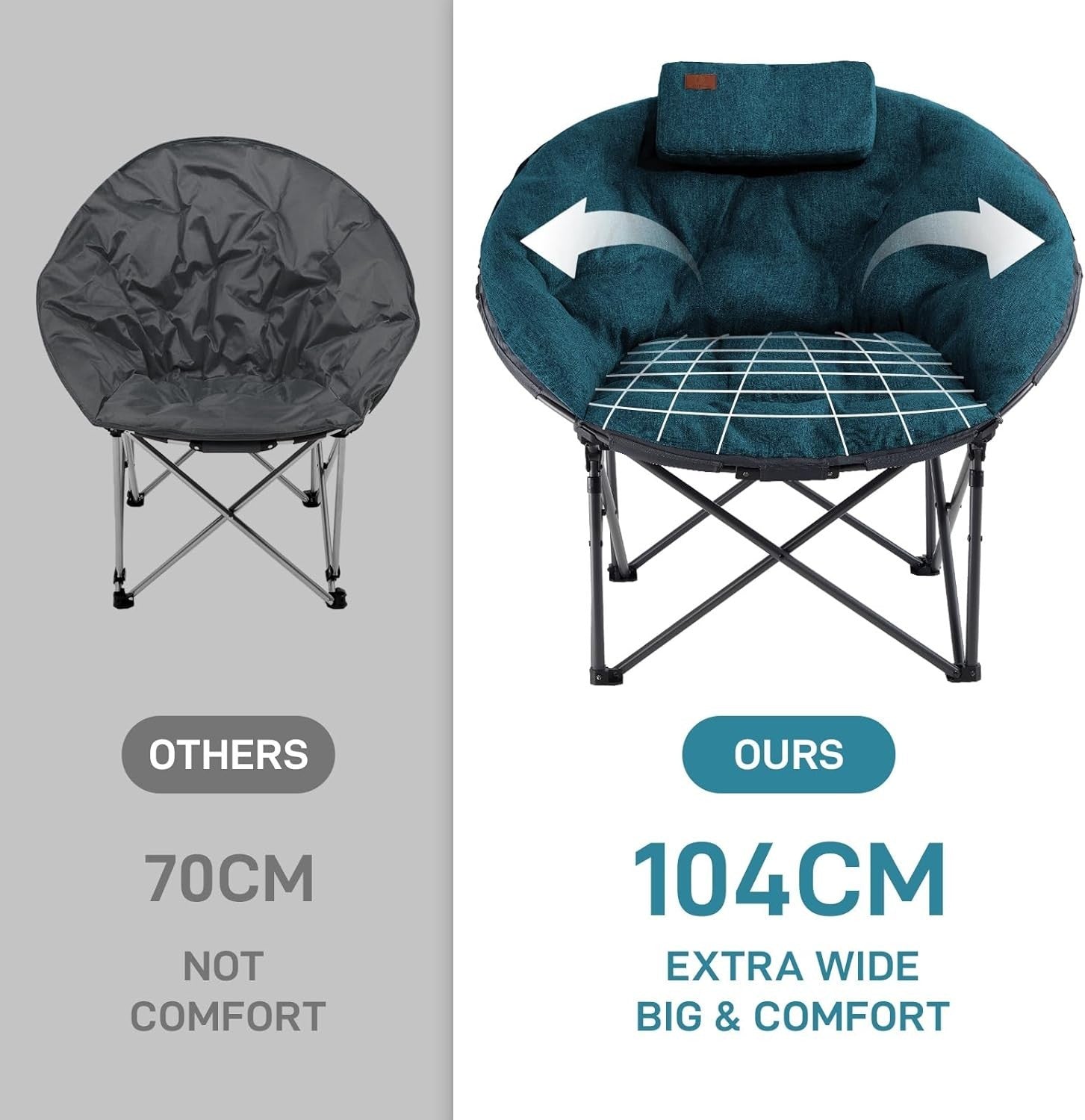 Heavy Duty XL Folding Camping Chair 150kg Padded High Back Outdoor Seat