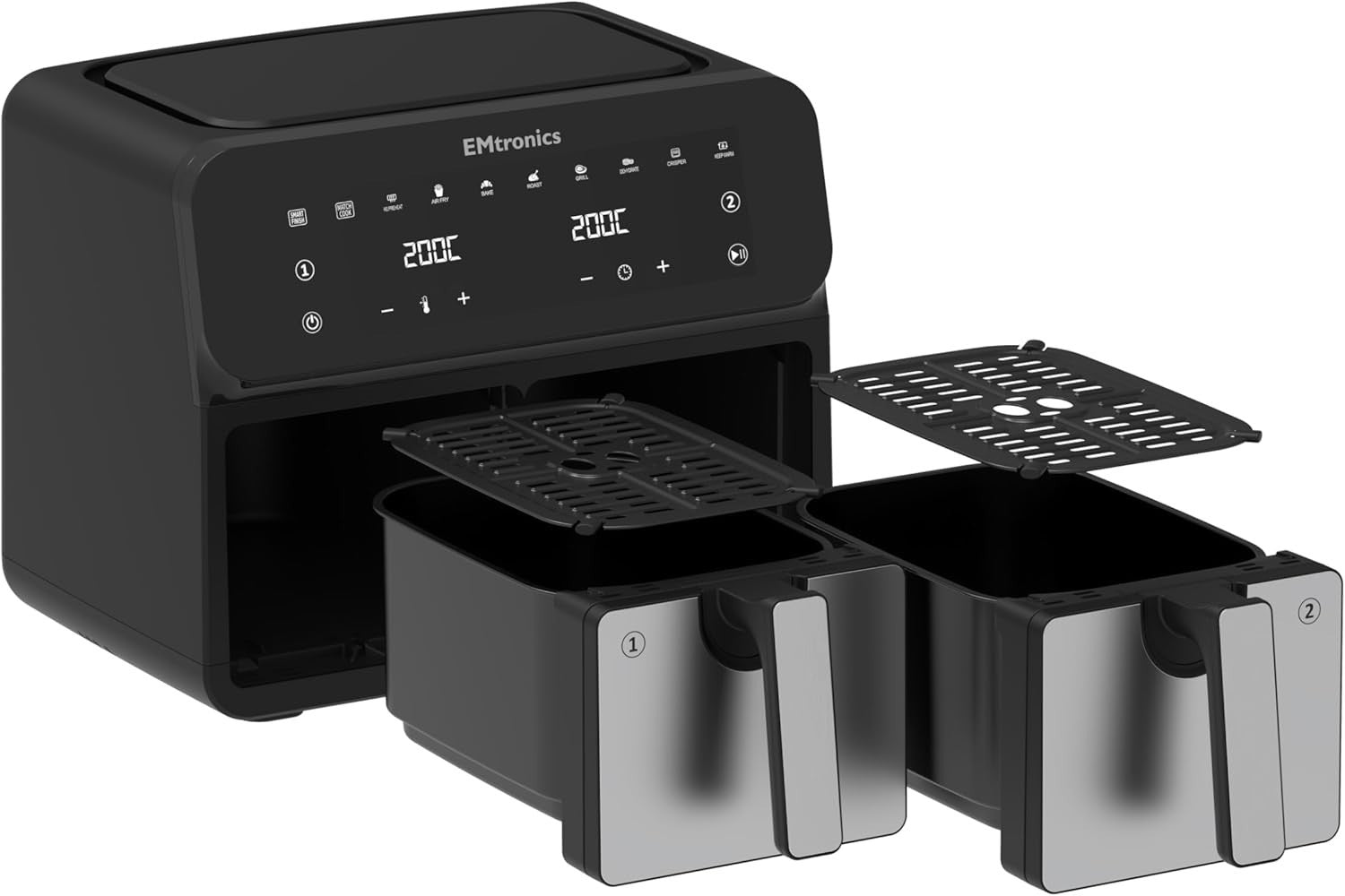 8L Dual Zone Air Fryer 2500W 8 Presets Match Cook Smart Finish 99min