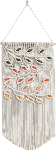 Green Leaf Macrame Wall Hanging 40x80cm Boho Woven Tapestry