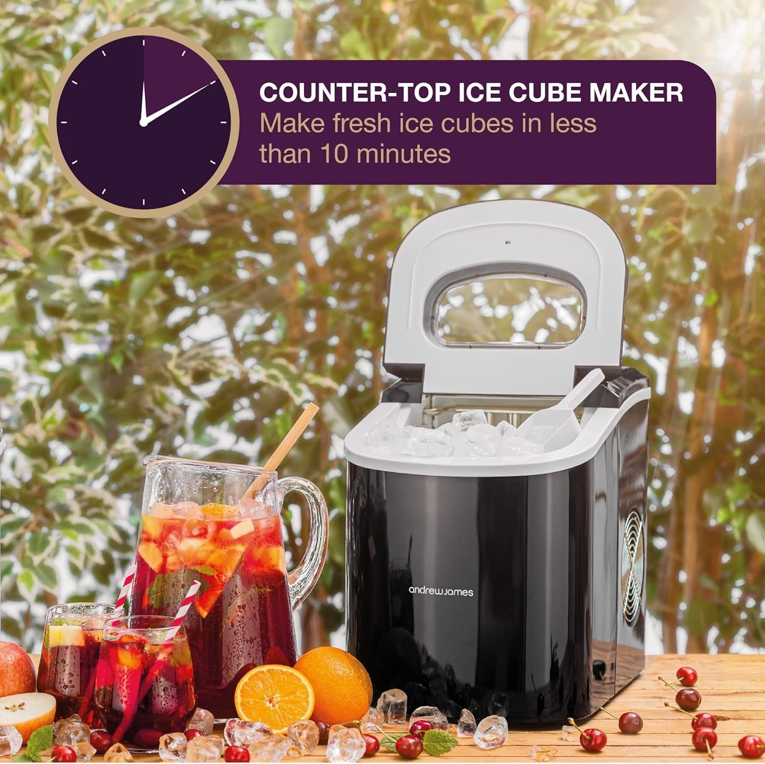 Fast Ice Cube Maker Countertop 2.2L Portable Self Cleaning Ice Machine