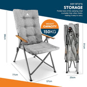 2x Padded Folding Camping Chairs Set 150kg Heavy Duty Outdoor Garden Seat