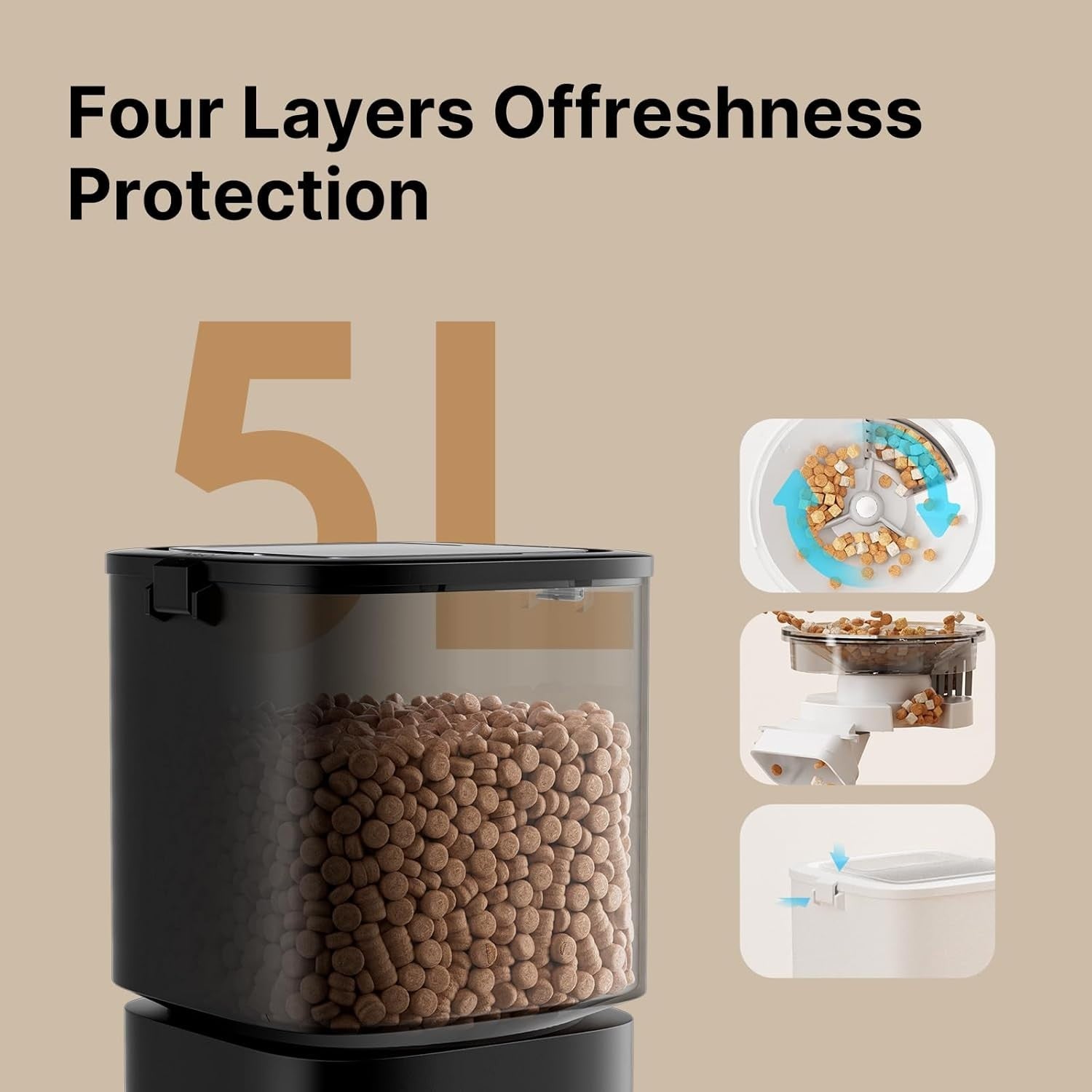 Automatic Cat Feeder 5L WiFi App Control Smart Pet Food Dispenser Timer