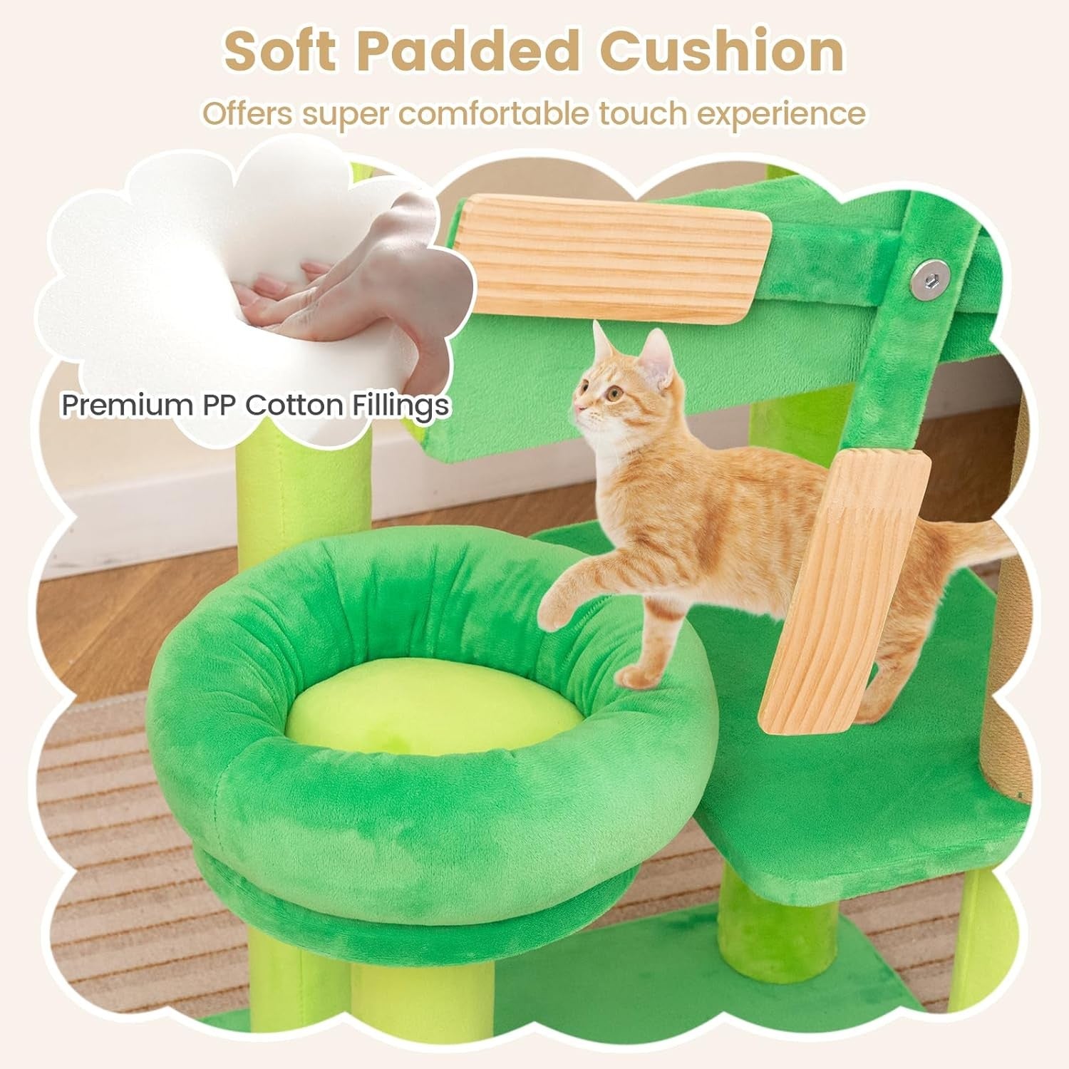 Green Windmill Cat Tree Multi-Level Scratching Tower Indoor Play Center