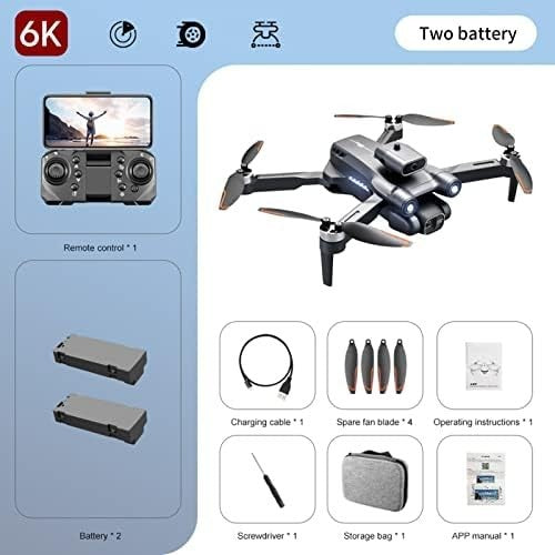 Foldable 6K Dual Camera Drone with Obstacle Avoidance & 2 Batteries