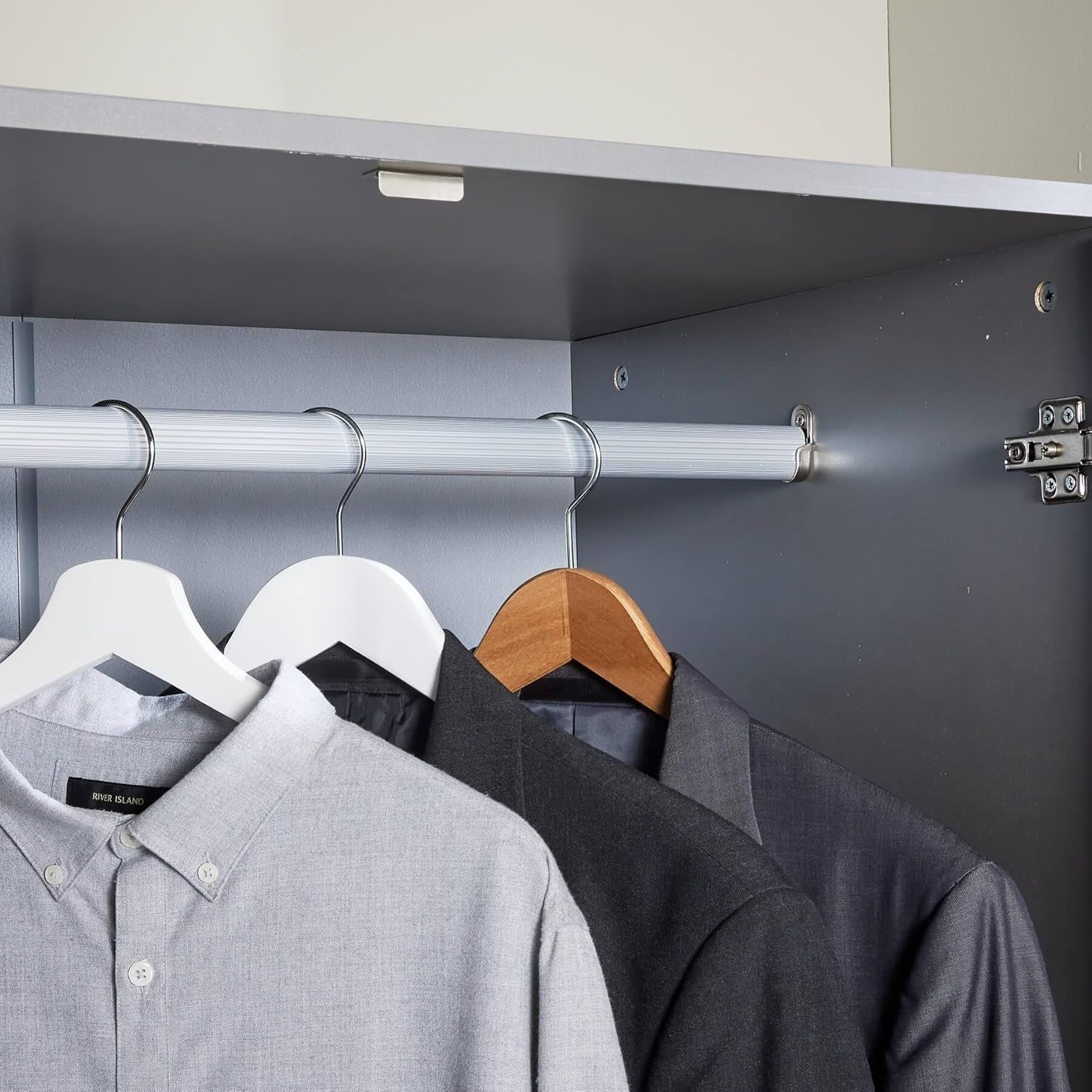 Grey 2 Door Wardrobe with Drawers & Rail – Bedroom Storage Cabinet Unit