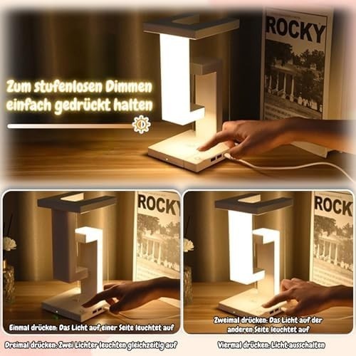 Finish Magnetic Levitating Desk Lamp LED Touch Lamp 3-Level Wireless Charger