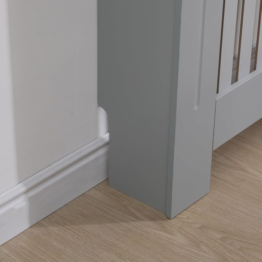 Modern Grey Radiator Cover MDF Wood Heater Cabinet Shelf W112xH82xD19cm