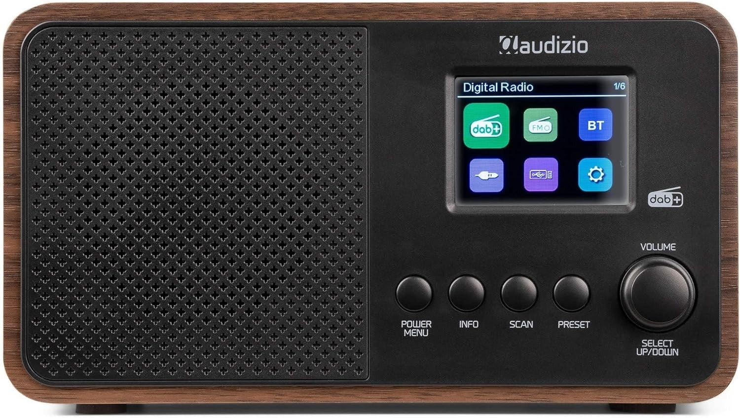DAB+ Digital Radio Bluetooth Speaker FM USB AUX Alarm Clock Wood