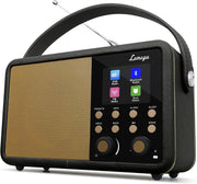 Retro DAB+ Digital Radio Bluetooth Alarm Clock Black 60 Presets
