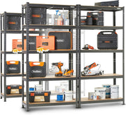 4-Pack 5-Tier Garage Shelves 180x90x40cm Heavy-Duty Adjustable Black Steel