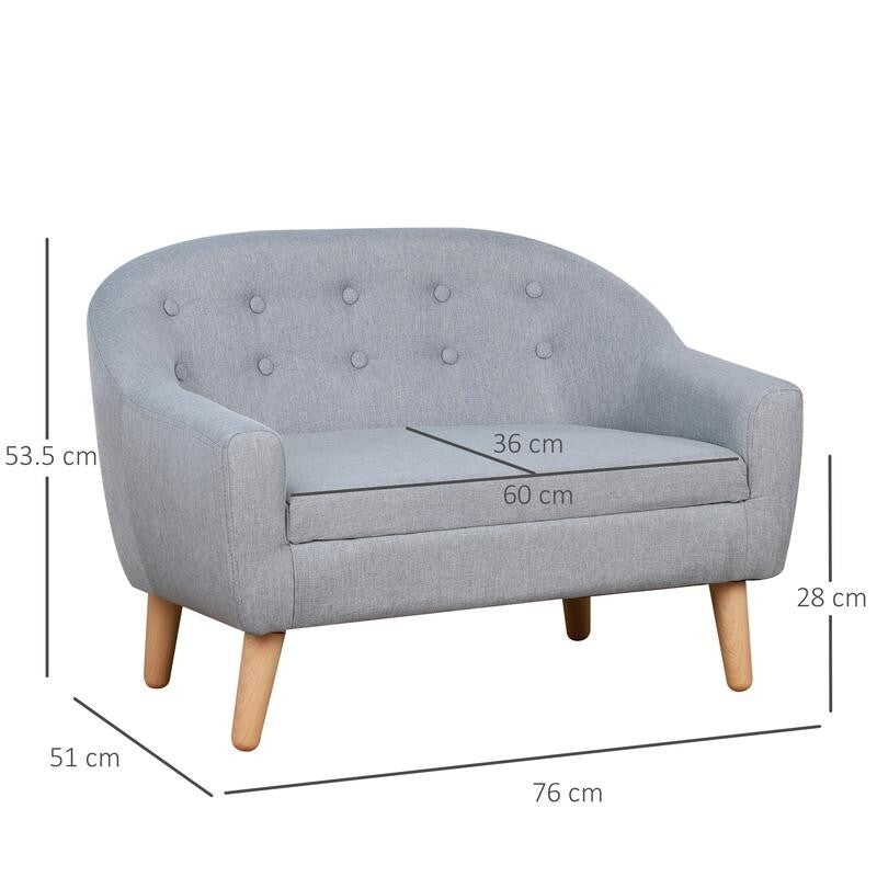 Kids 2 Seater Mini Sofa Chair for Bedroom Playroom | Padded Armrest Couch