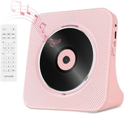 Pink Bluetooth CD Player FM Radio USB AUX Boombox Remote Sleep Timer