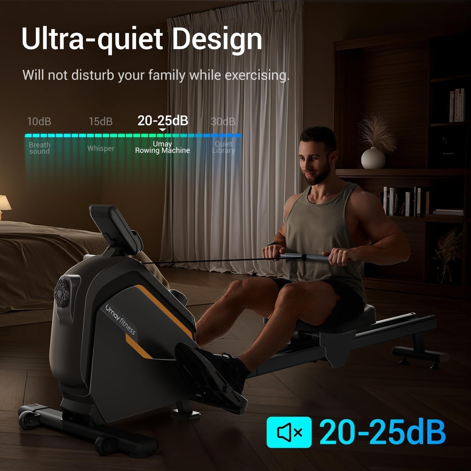Magnetic Rowing Machine Quiet 16-Level Dual Rail LCD Heavy Duty Home Fitness