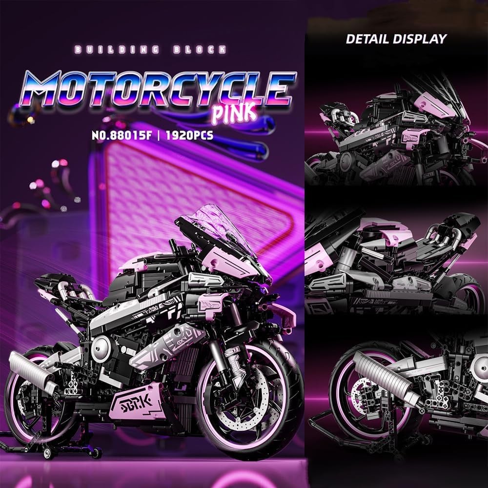 1920PCS Motorcycle Building Blocks Set | Realistic Design & Display Stand