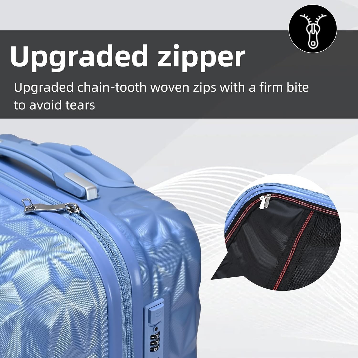 24 Inch Medium ABS Hard Shell Suitcase 4 Spinner Wheels Lock Ice Blue