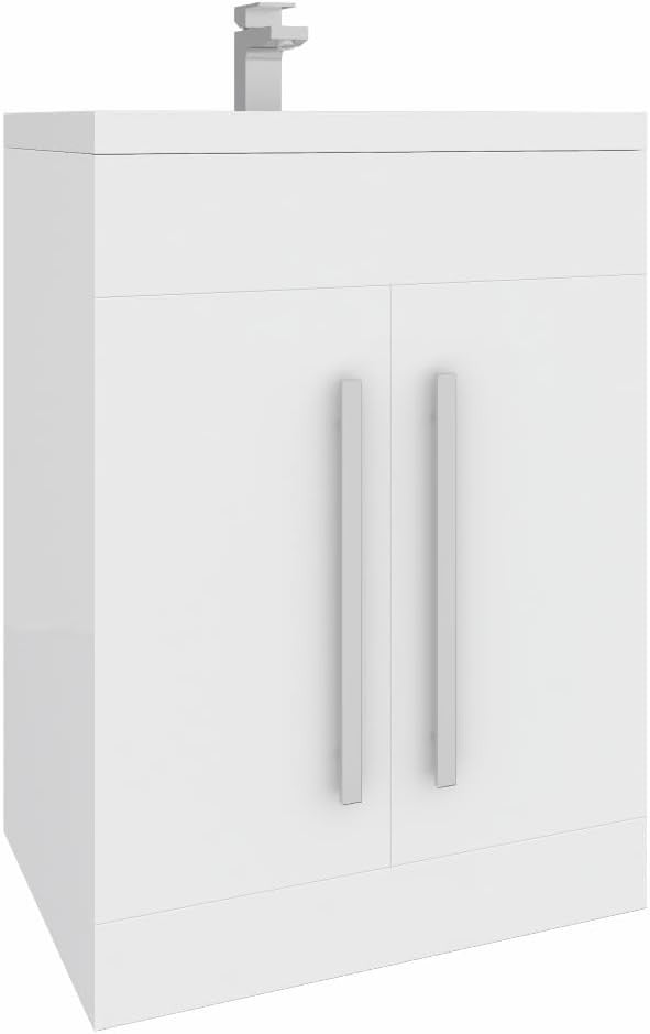 600mm Floor Standing Vanity Unit Gloss White Basin Sink Cabinet Bathroom Storage