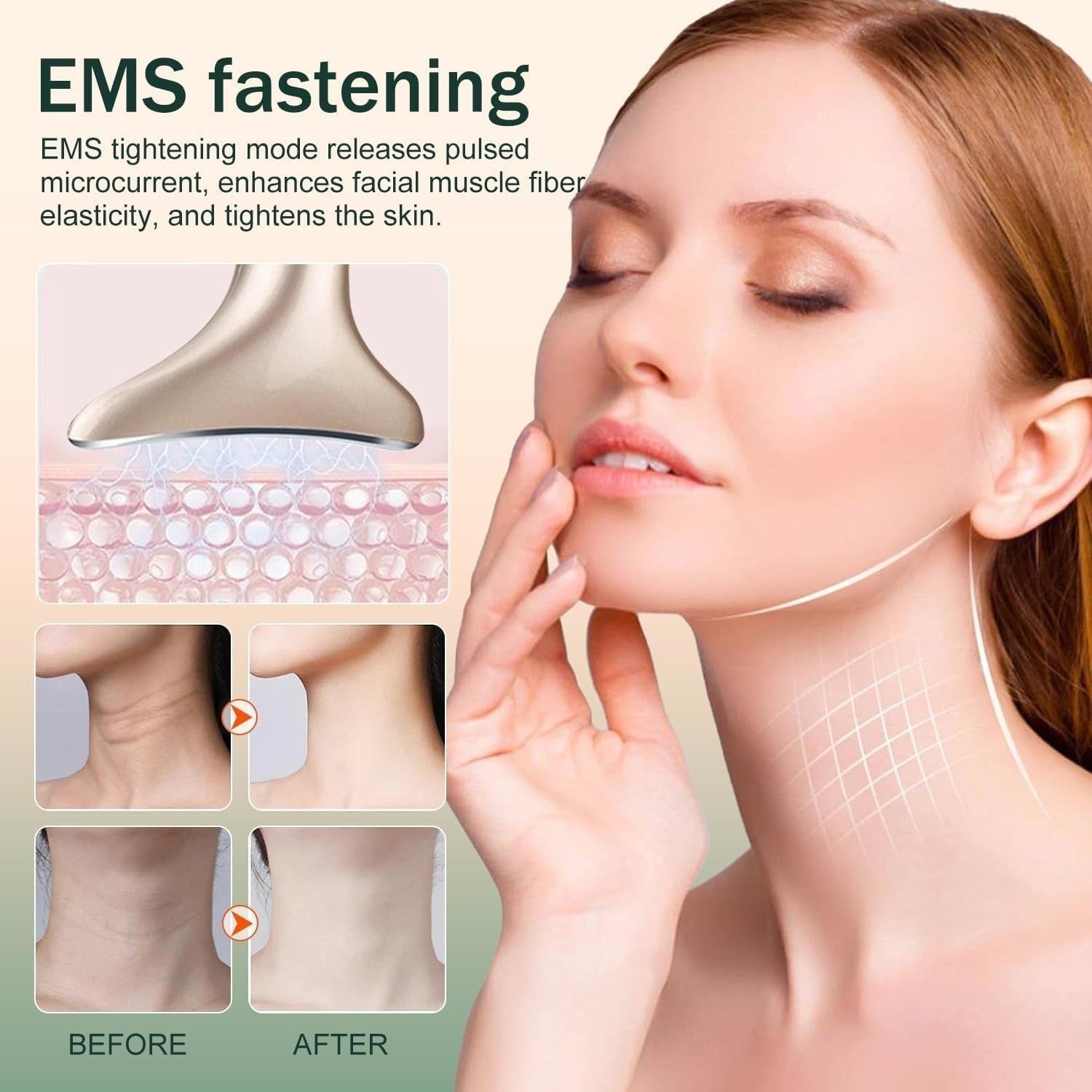 EMS Facial Massager Face Lifting Microcurrent LED Heat Sculpting