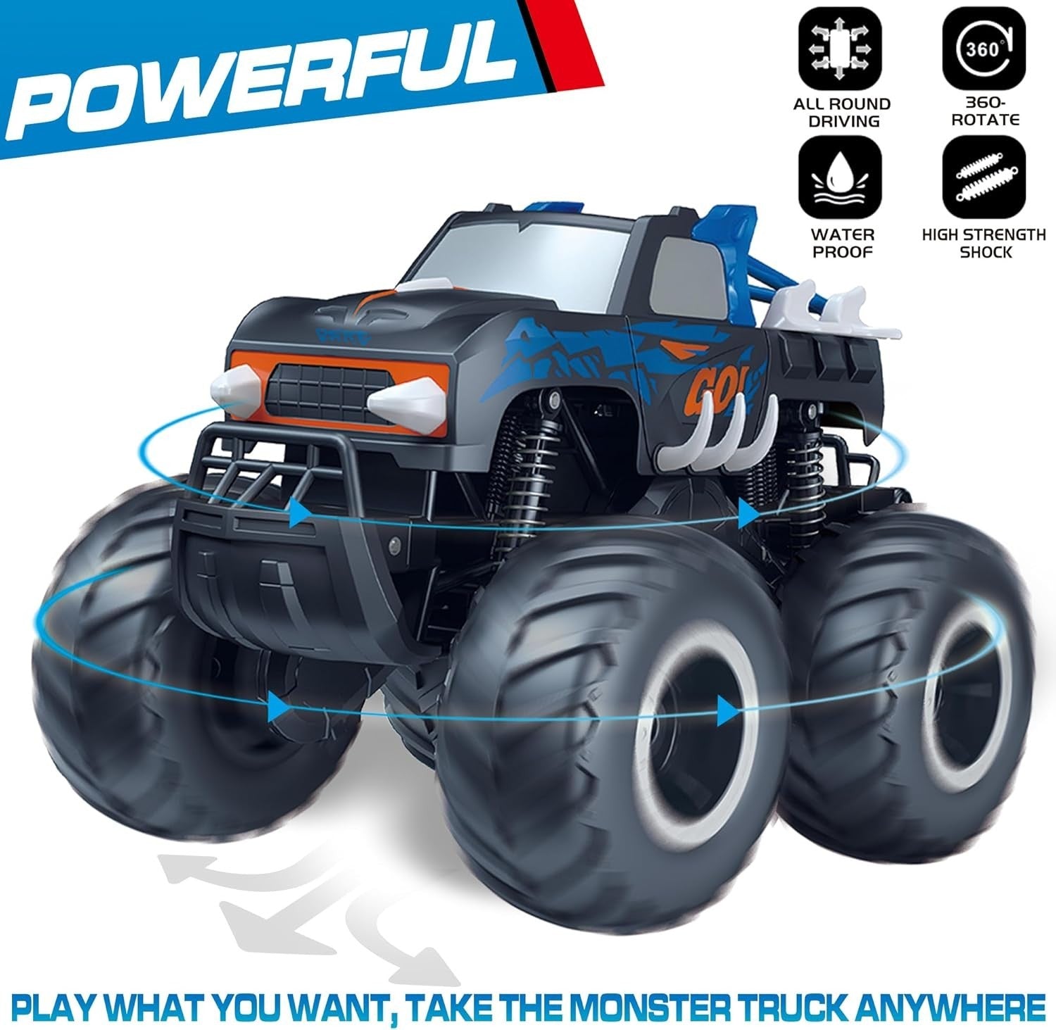 1:16 RC Monster Truck 4WD Amphibious Waterproof Car Off-Road Pickup Toy 6–12