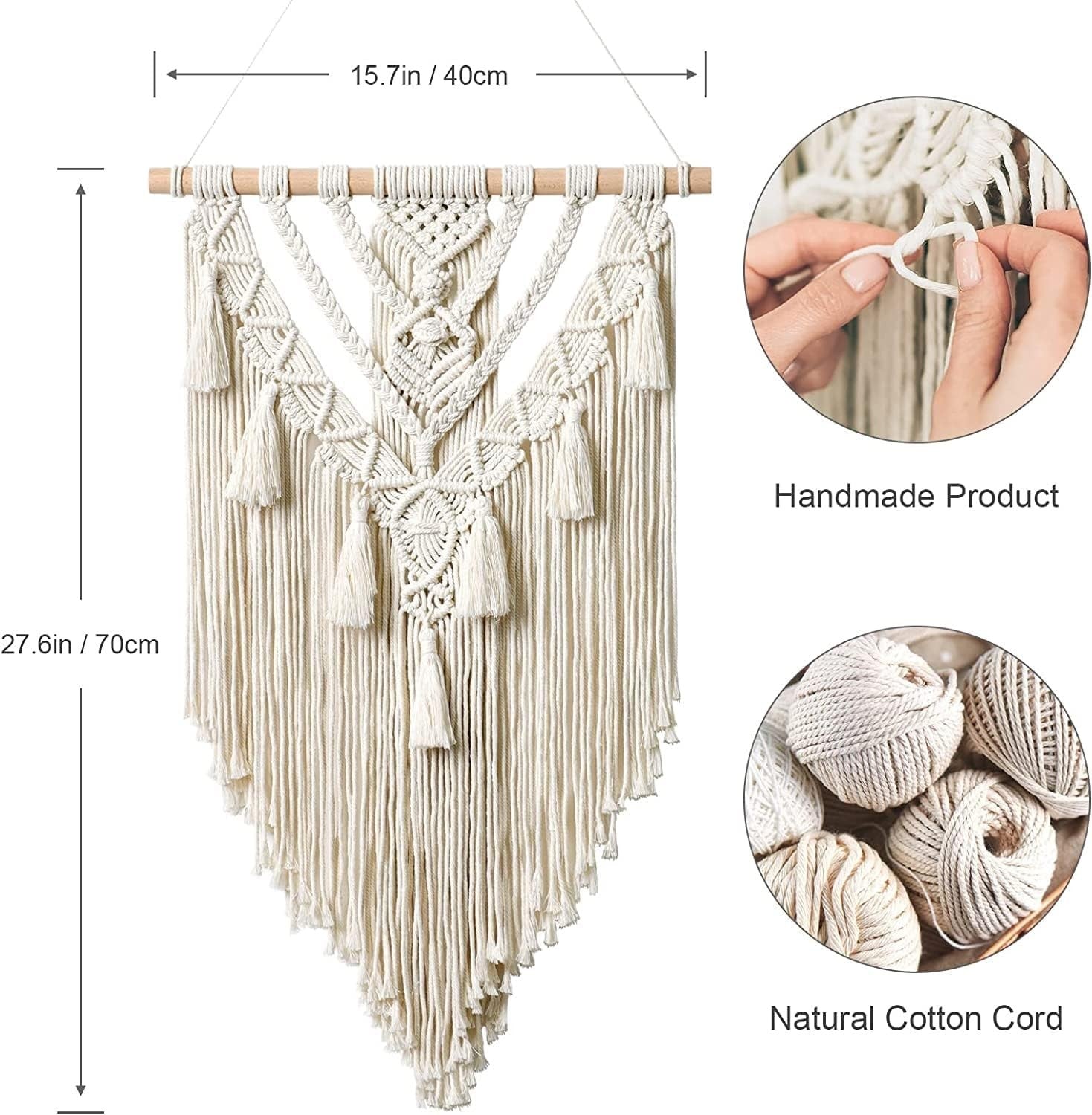 Geometric Macrame Wall Hanging Boho Cotton Tassel Decor
