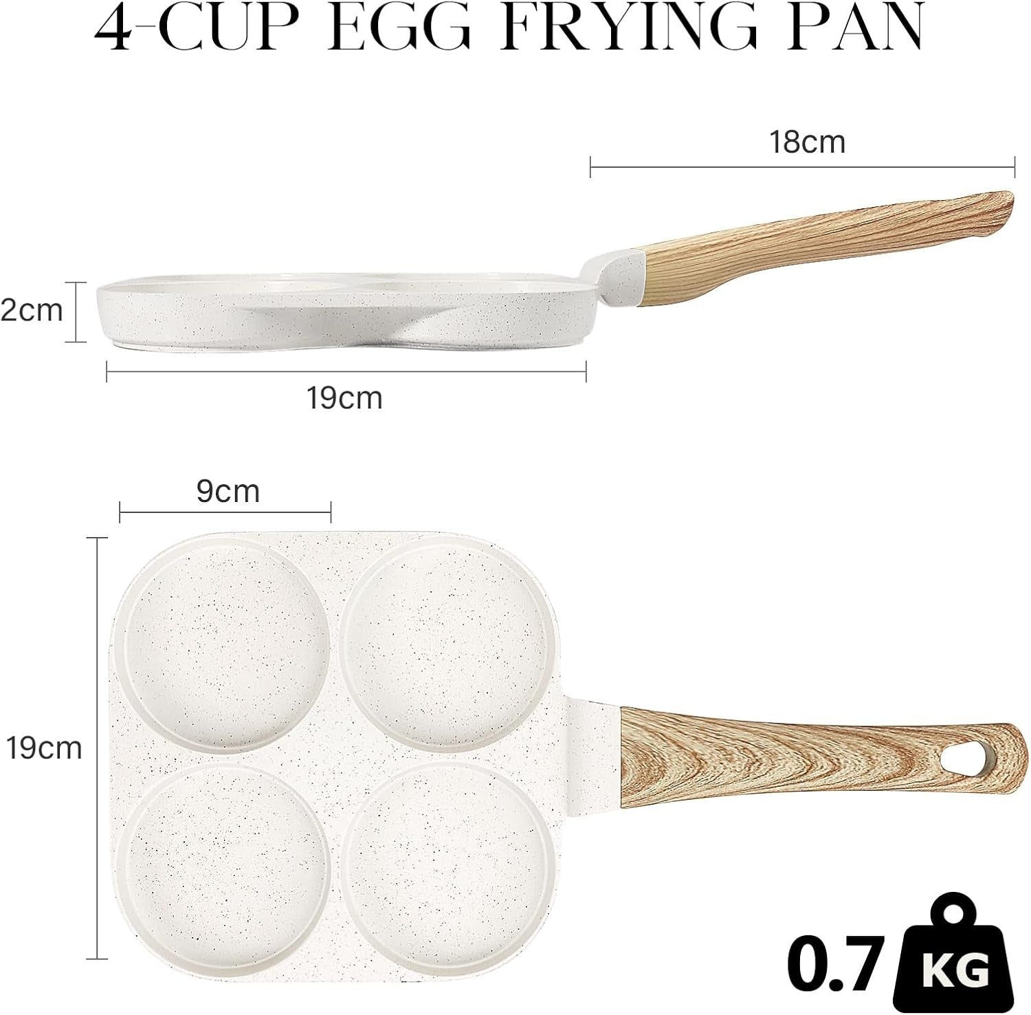 4-Cup Non-Stick Egg Pan Granite Omelette Skillet, Multi-Section Breakfast Pan