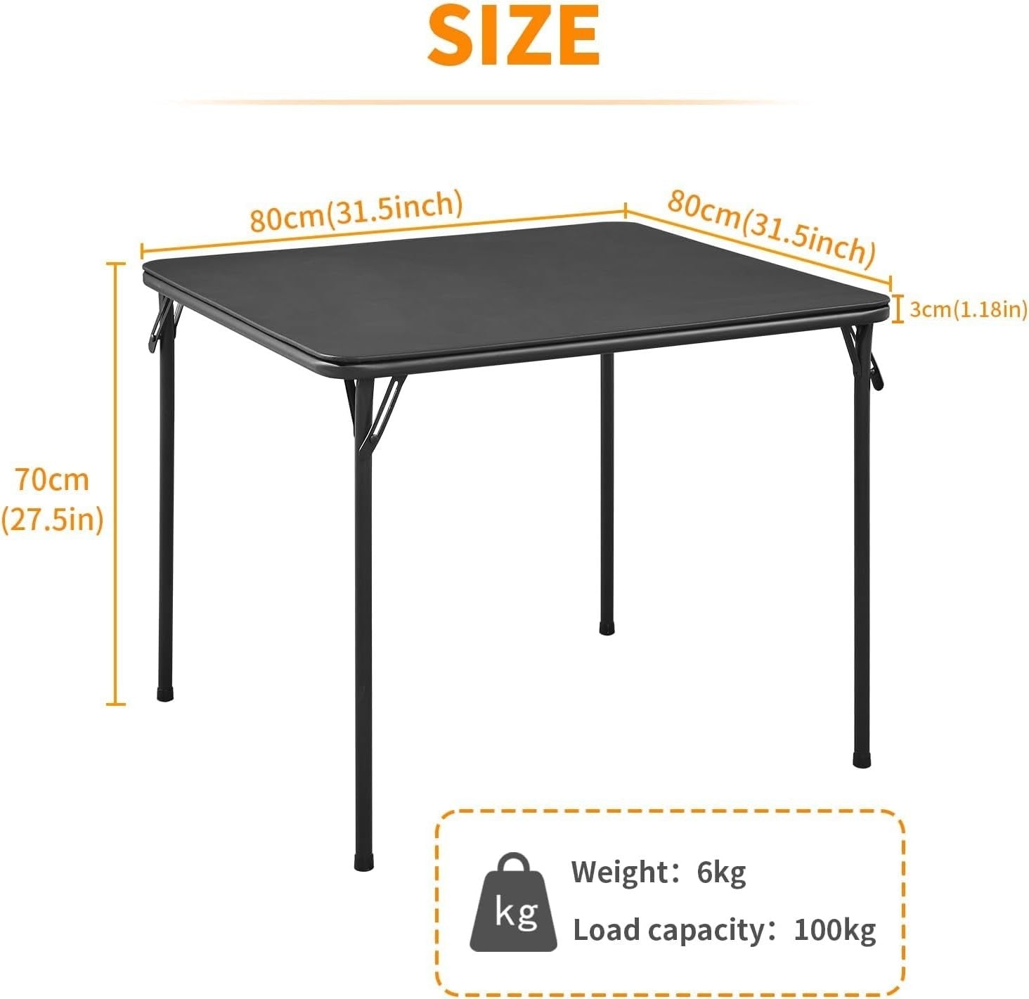 Compact Folding Square Table - Portable, Lightweight, Indoor Outdoor Use