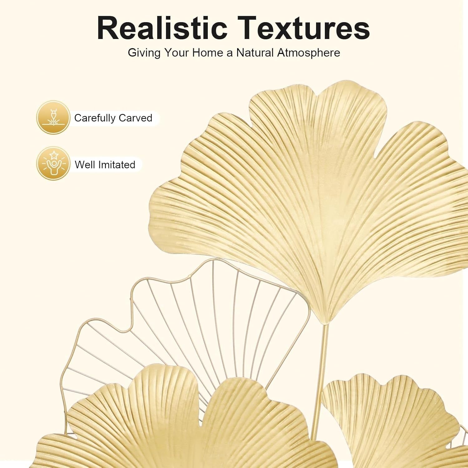 Gold Ginkgo Leaf Metal Wall Art Luxury Decor