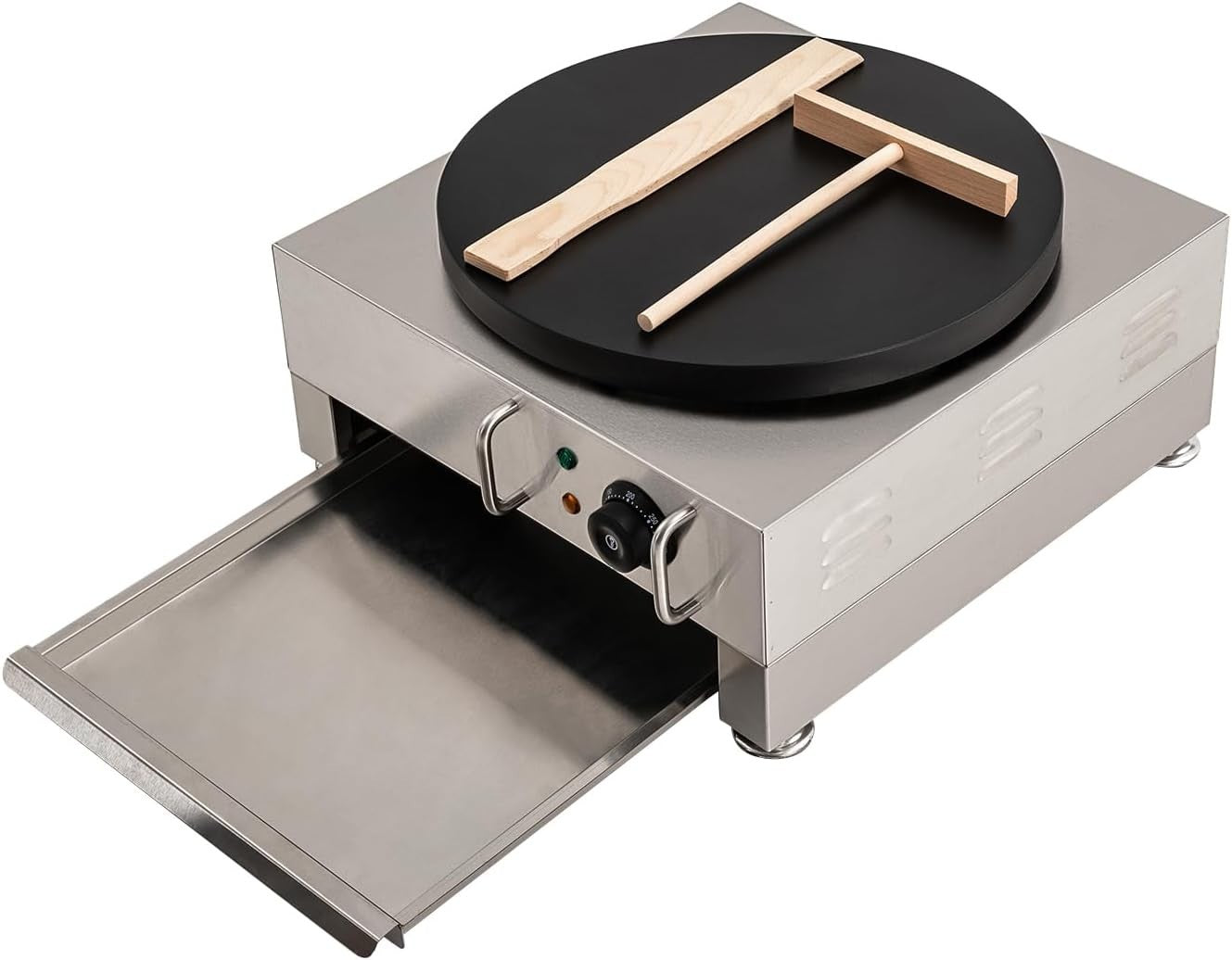 2800W Commercial Crepe Maker 15.75" Non-Stick Electric Pancake Machine w/ Drawer