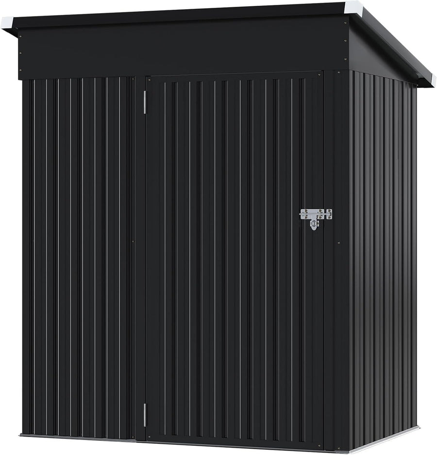 Metal Garden Shed 5x3ft Outdoor Storage Waterproof Tool Box Black