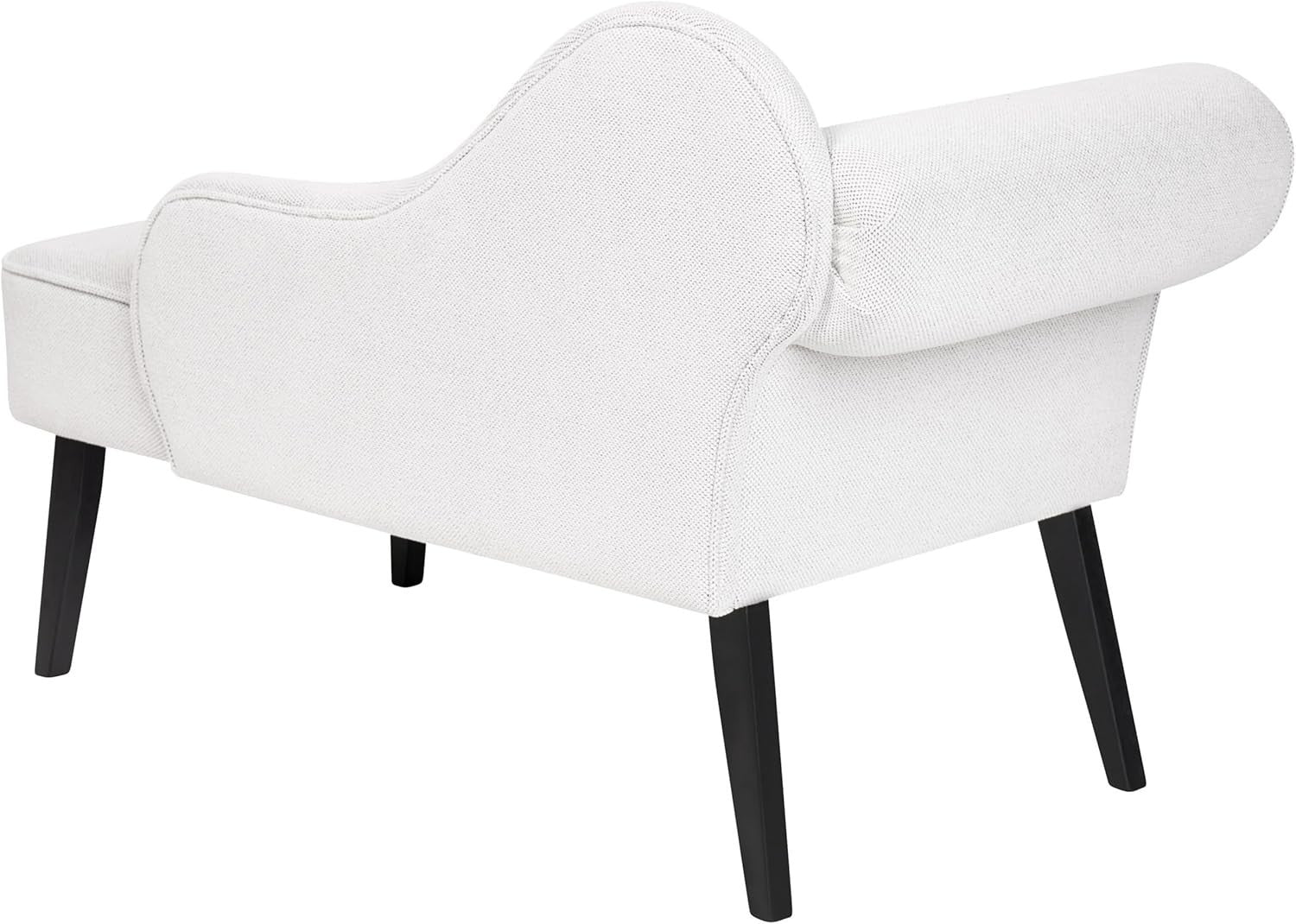White Fabric Vintage Chaise Lounge Left-Hand Sofa Black Legs Compact 1-Seater