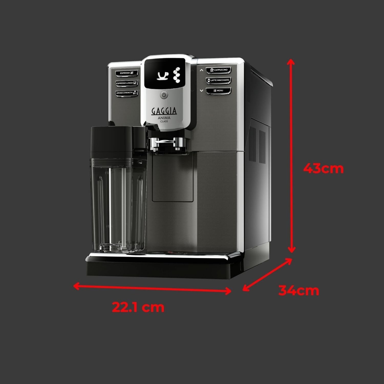 Automatic Bean-to-Cup Coffee Machine with Milk Frother 1500W 1.8L Tank Grey