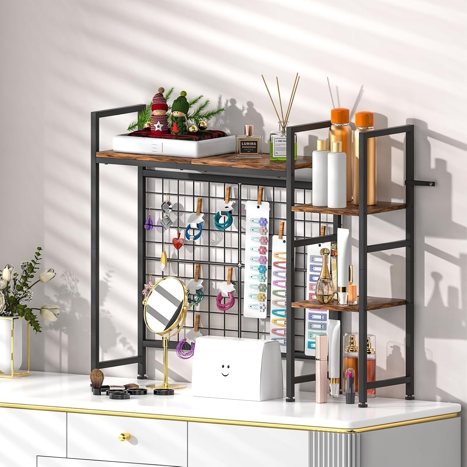 37.4" Desk Hutch Shelf | 3-Tier Wood Desktop Organizer for Monitor & Storage