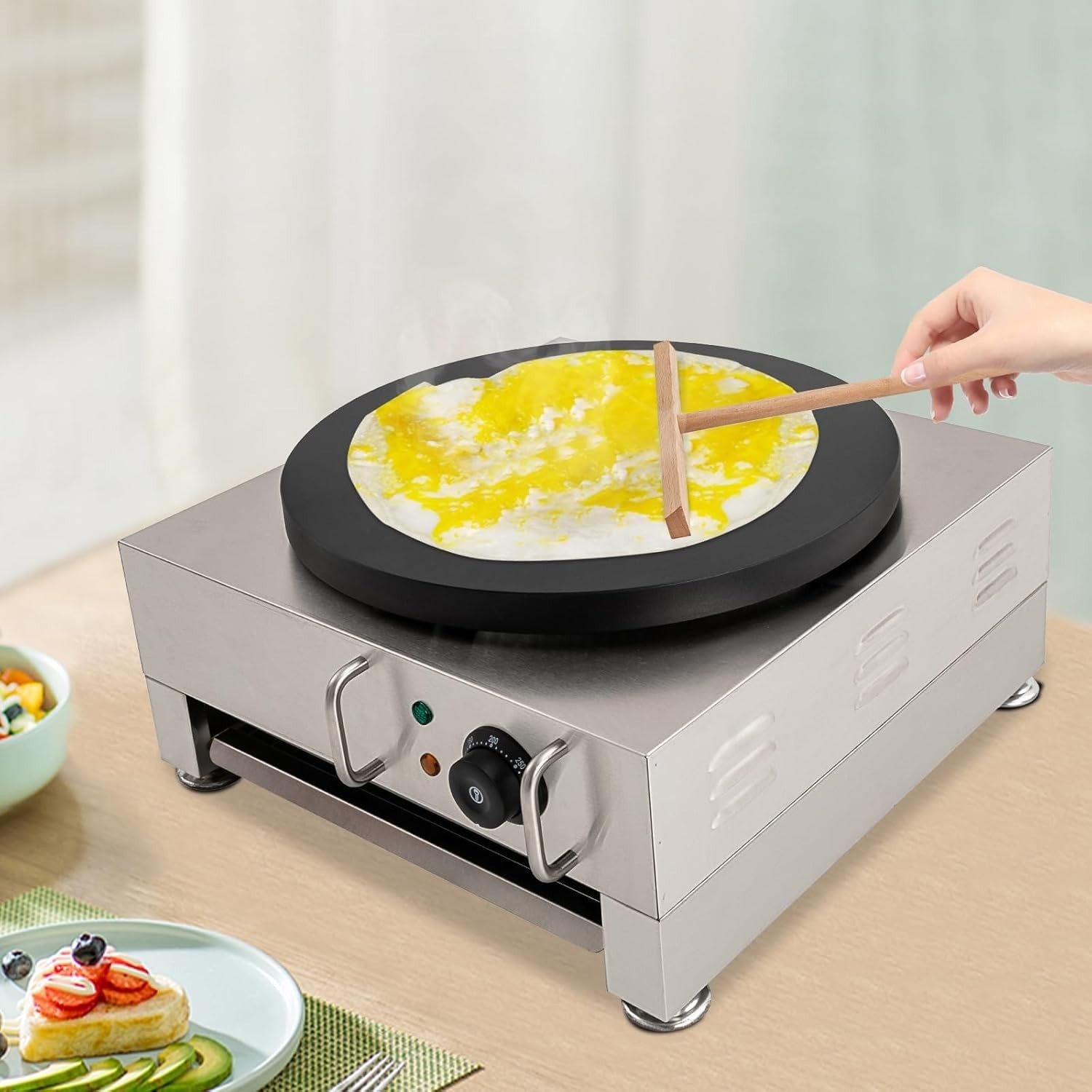 16" Commercial Electric Crepe Maker 1650W Non-Stick w/ Drawer Tray