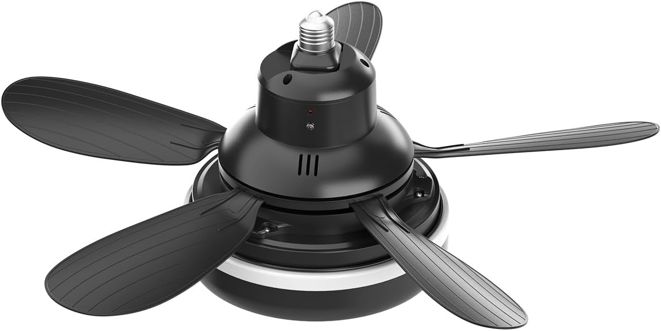 SPARKSOR 55cm Ceiling Fan with Lights 3 Speeds Dimmable LED Black