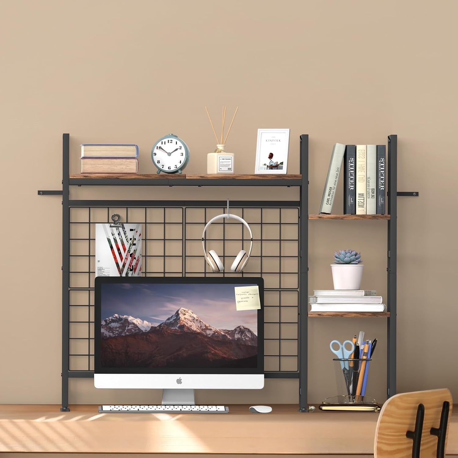 37.4" Desk Hutch Shelf | 3-Tier Wood Desktop Organizer for Monitor & Storage