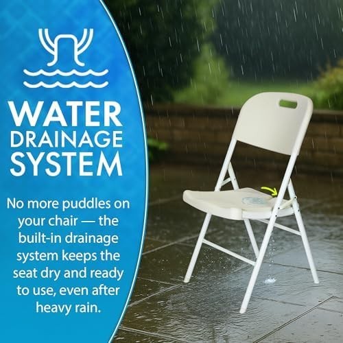 6ft Folding Table with 2 Premium Chairs White Indoor Outdoor Set