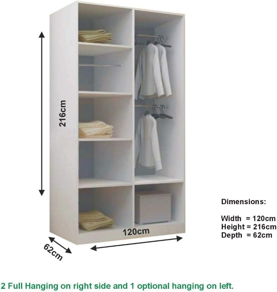 120cm Grey Sliding Wardrobe LED Light Mirror Modern Bedroom Storage Unit