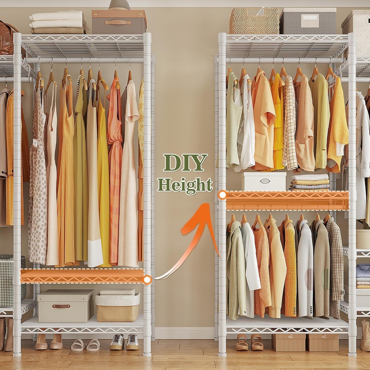 Heavy Duty Clothes Rail 380KG Adjustable Shelves Wardrobe White