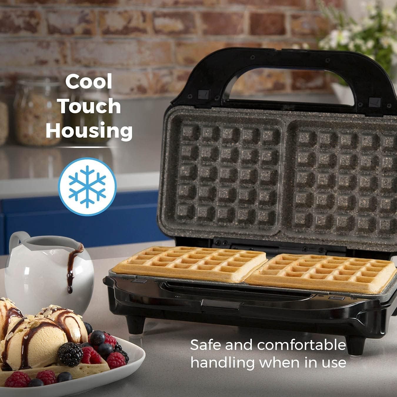 3-in-1 Deep Fill Sandwich & Waffle Maker 900W Non-Stick Plates