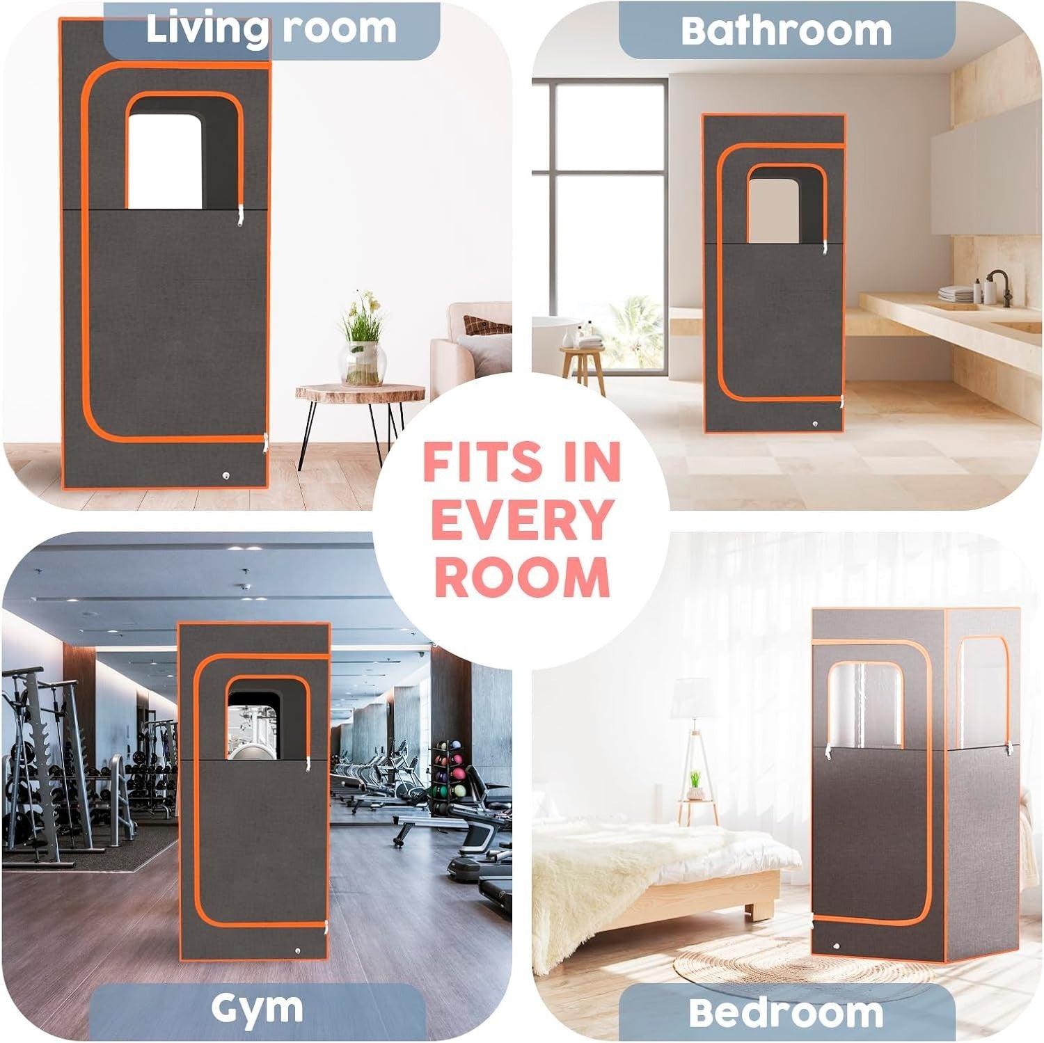 Full-Size Orange Steam Sauna Tent – 2.6L Steamer, Chair, Remote & Massager