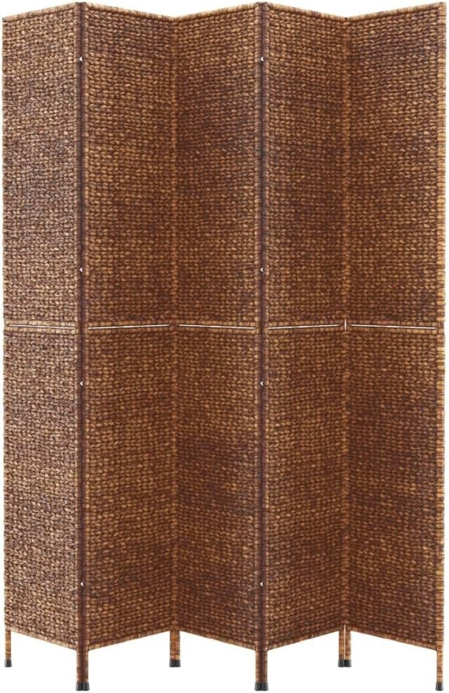 5 Panel Woven Room Divider 205x180cm Brown Privacy Screen Farmhouse Decor
