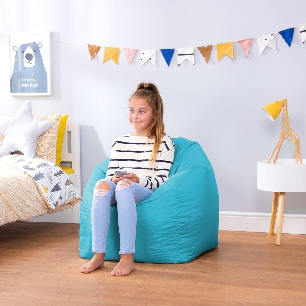 Kids Water-Resistant Bean Bag Chair Indoor Outdoor with Filling, Garden Play