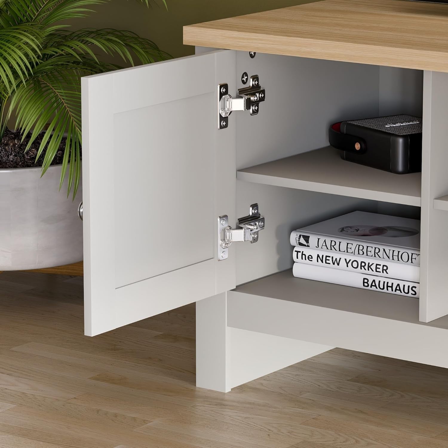 Modern Grey TV Cabinet Stand 1 Door Storage Unit Oak Veneer Entertainment