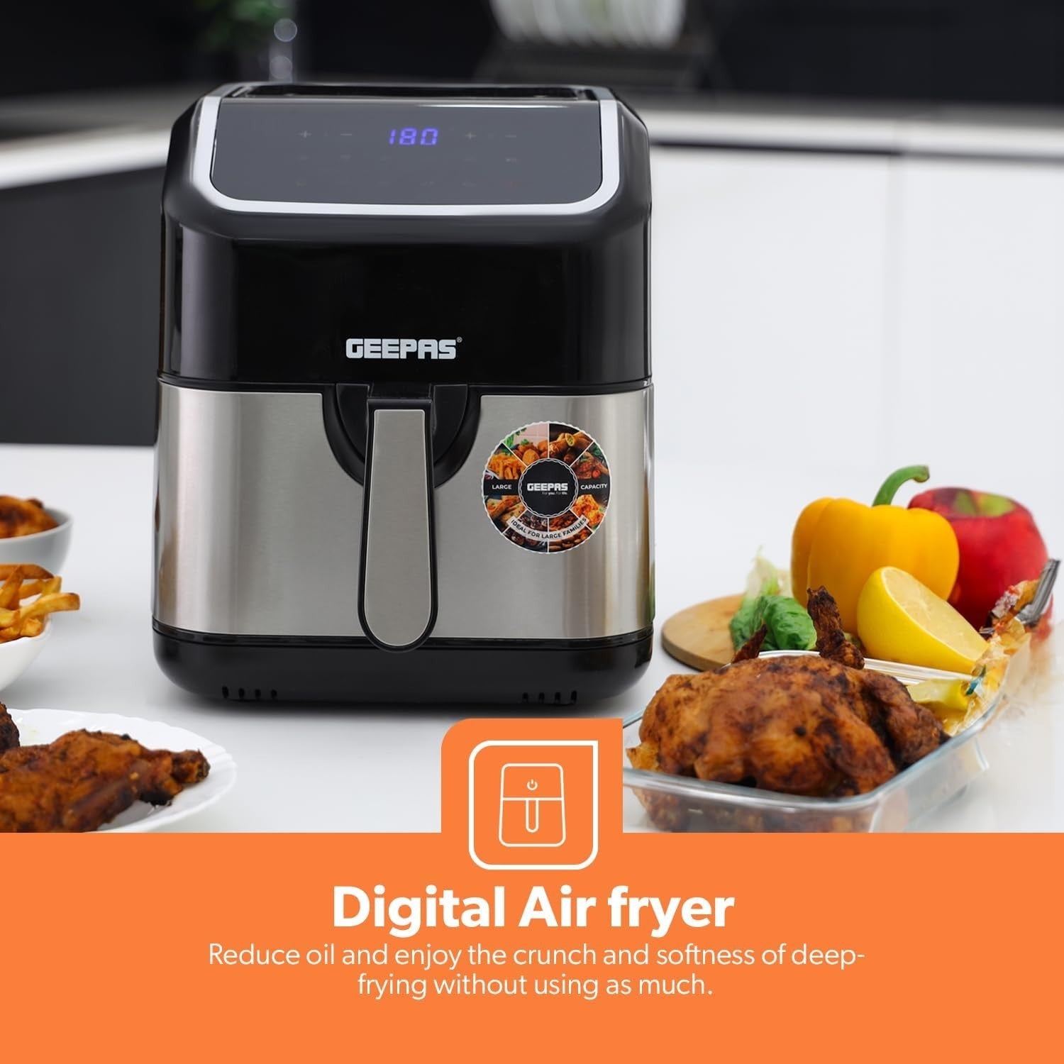 5L Digital Air Fryer Vortex Tech 10-in1 Fast Healthy Cooking LED Touchscreen