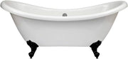 White Double Ended Freestanding Slipper Bath 1750x730mm Black Claw Feet