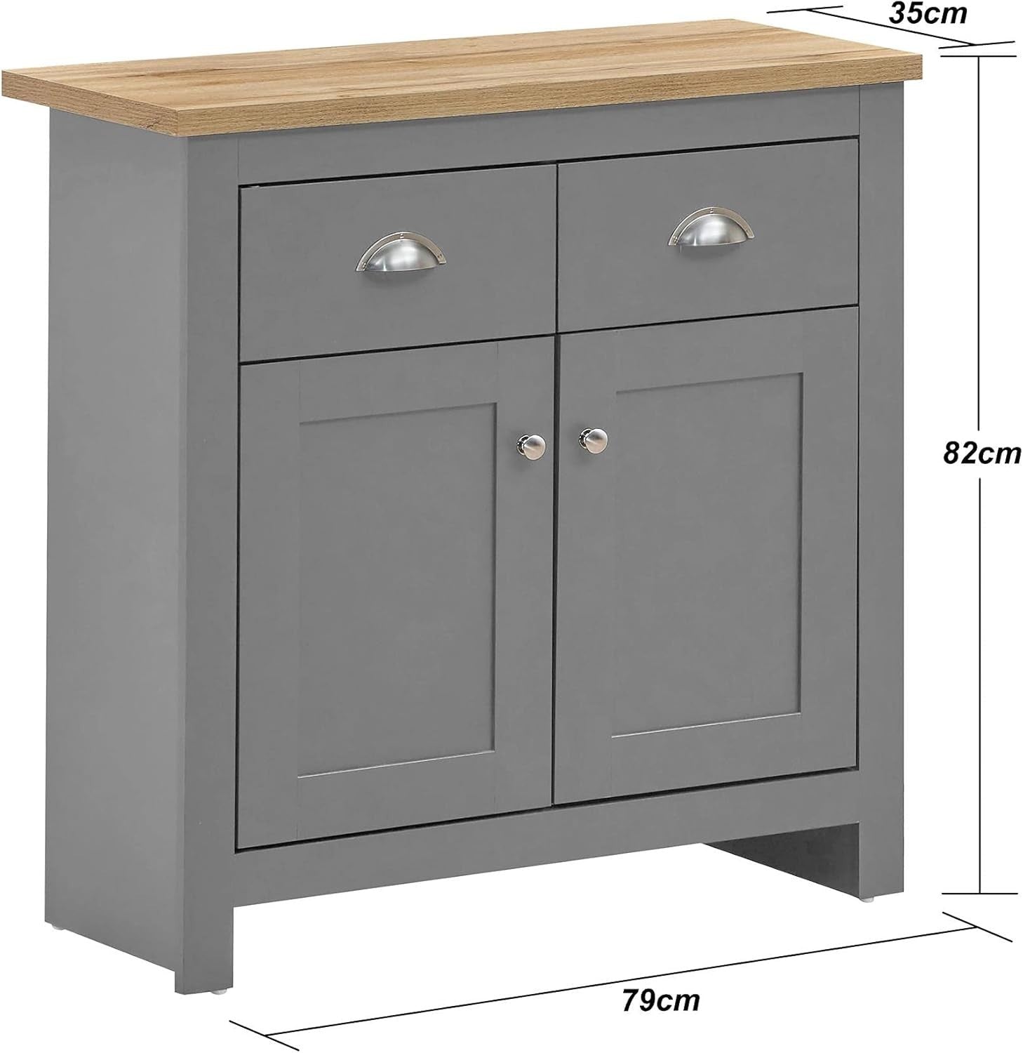 Modern Grey Sideboard Cupboard with Drawers Storage Unit for Hallway