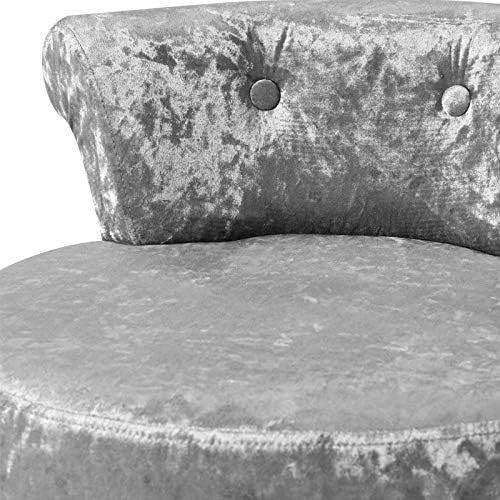 Silver Grey Ice Velvet Dressing Table Stool with Wooden Legs