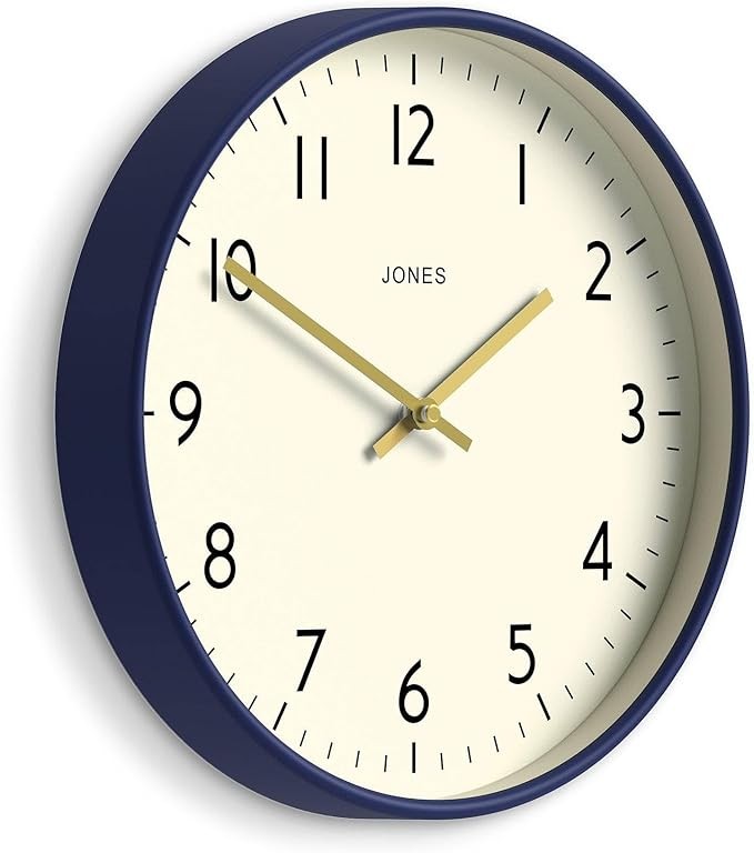 Modern 30cm Wall Clock Dark Navy Blue Silent Non-Ticking Easy Read Home Office